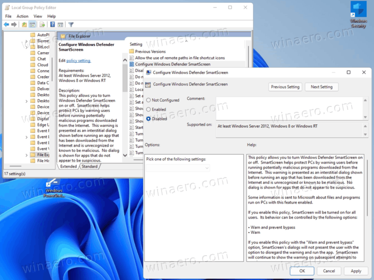 Windows 11 禁用 SmartScreen
