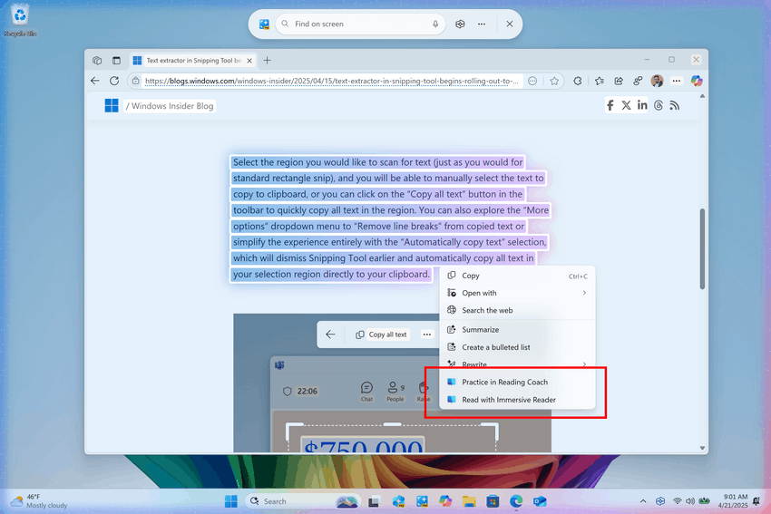 Windows 11 Build 26200.5562（DEV）改进点击并进行语音访问