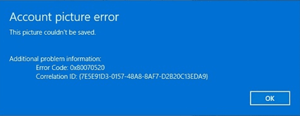 修复 Windows 11 中的帐户图片错误代码 0x80070520