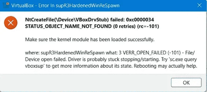 如何在Windows 11中的Supr3HardenedWinrespawn中修复虚拟盒错误