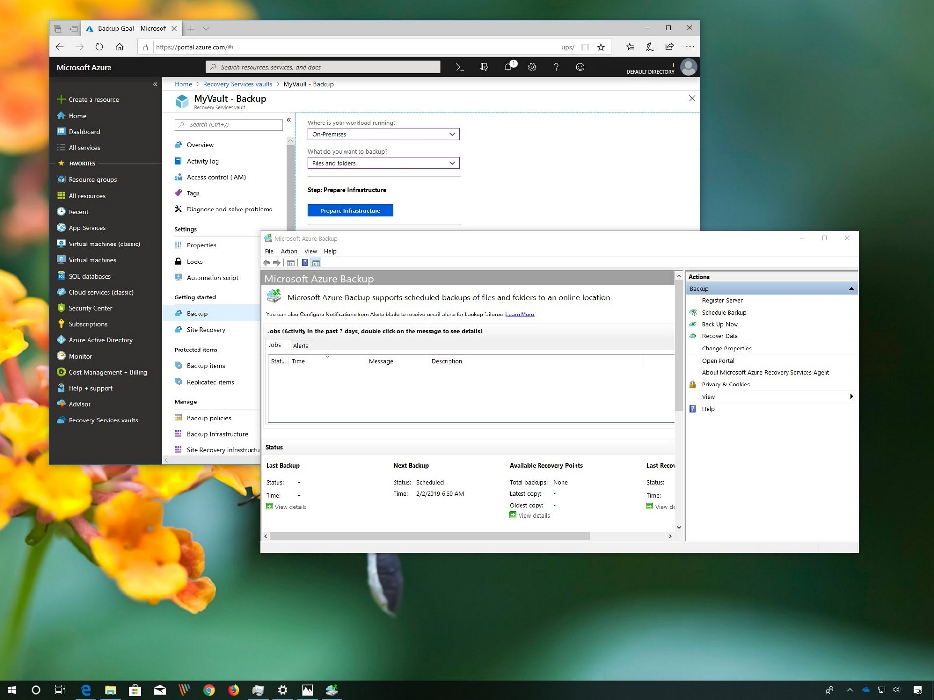 如何使用 Azure 在 Windows 10 上创建文件备份
