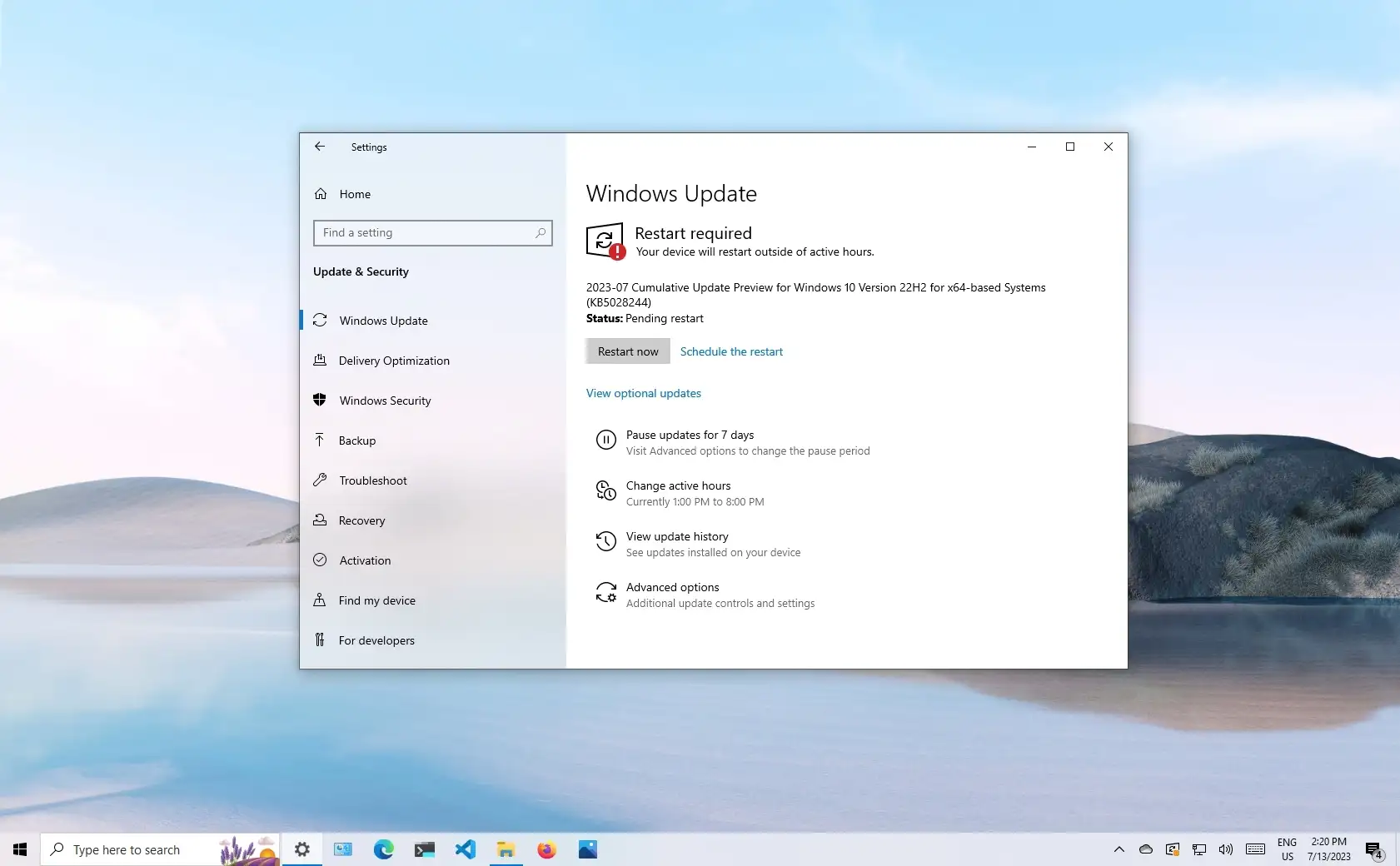 Windows 10 内部版本 19045.3271 (KB5028244) 预览版