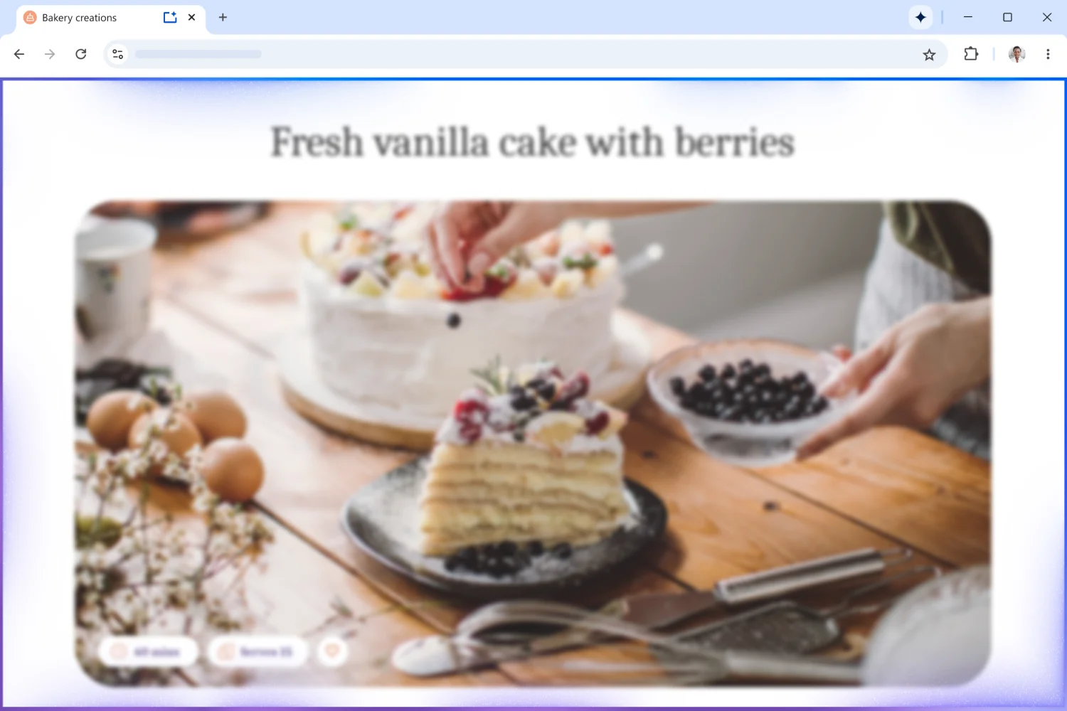 Fresh vanilla cake with berries on a wooden table, styled to illustrate creativity and personalization—like how AI browsing makes online experiences feel tailored.